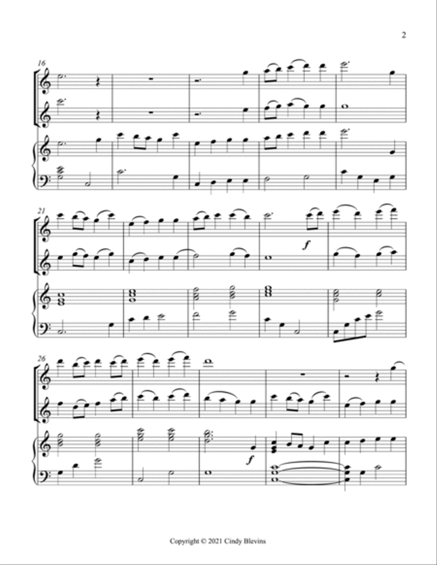 I Sing the Mighty Power Of God, Two Flutes and Harp Flute Duet scores gallery preview page 3