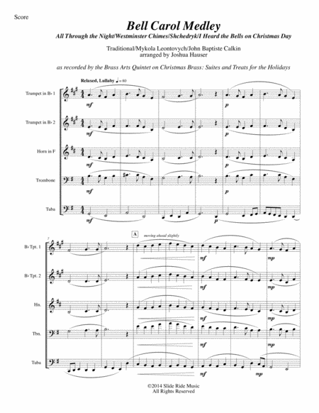Bell Carol Medley (The Bells of Christmas) - Brass Quintet image number null