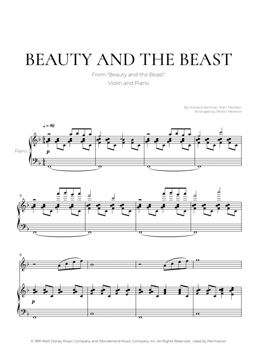 Beauty And The Beast Violin Solo scores gallery preview page 1