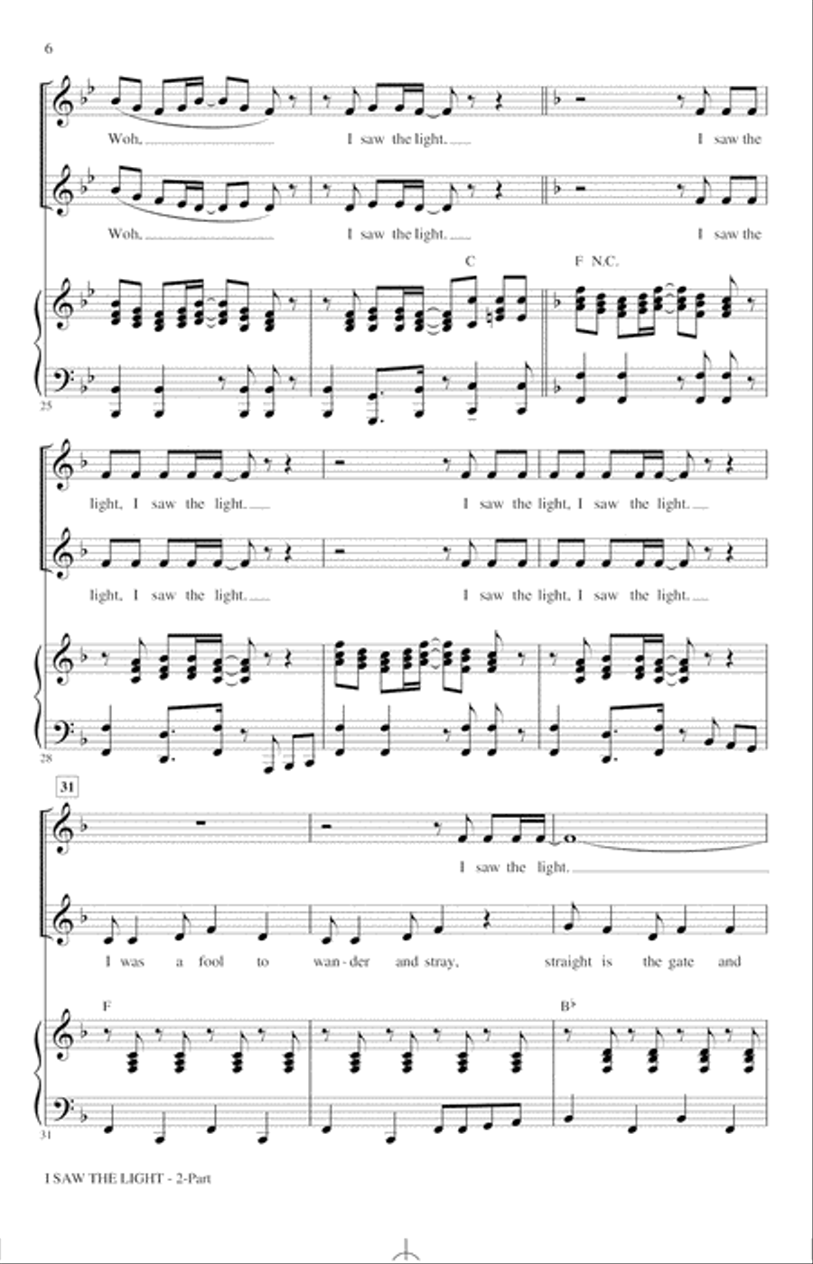 I Saw The Light (arr. Audrey Snyder) 2-Part scores gallery preview page 4