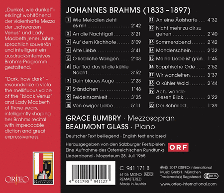 Grace Bumbry: Brahms Lieder
