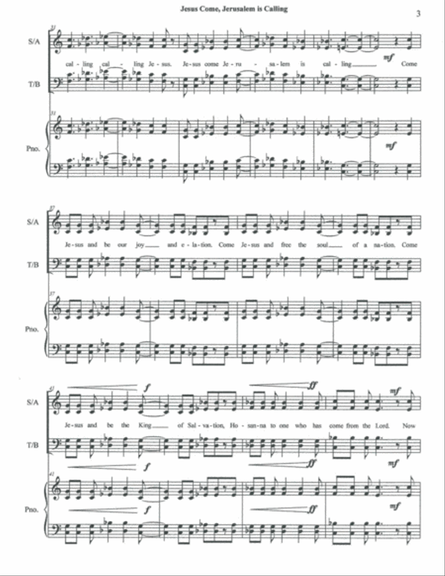 Jesus Come, Jerusalem is Calling 4-Part scores gallery preview page 3