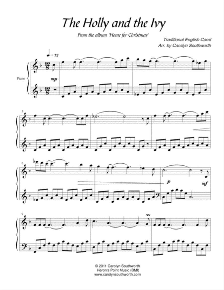 The Holly and the Ivy The Holly and the Ivy Piano Solo scores gallery preview page 1