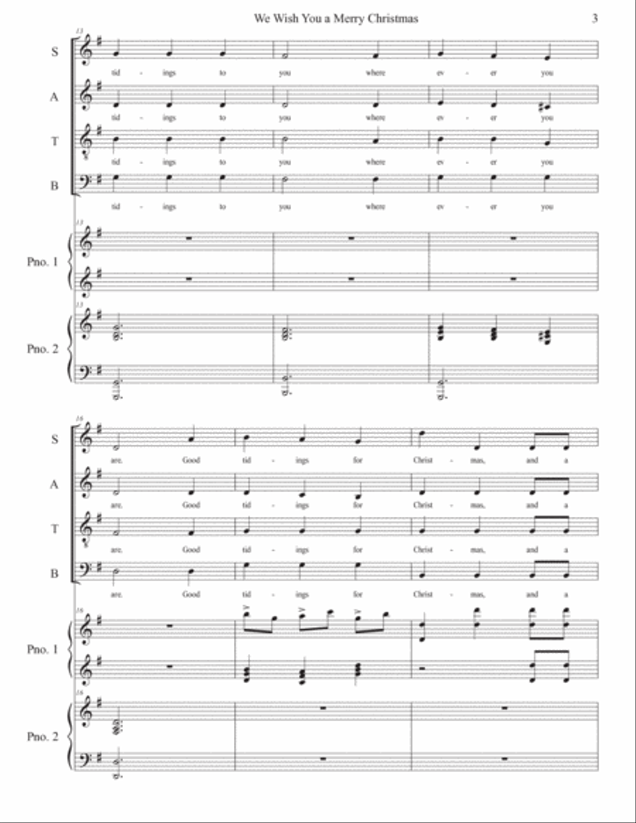 We Wish You a Merry Christmas 4-Part scores gallery preview page 3