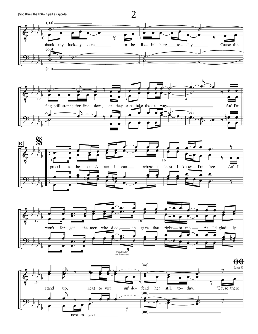 God Bless The Usa TTBB scores gallery preview page 2