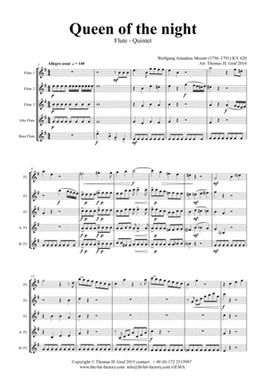 Book cover for The Magic Flute Queen of the night - KV 620 W.A.Mozart - Flute Quintet - E-Minor