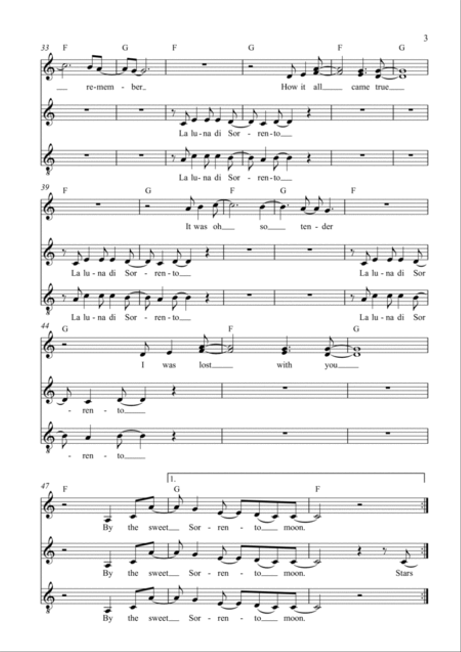 Sorrento Moon (i Remember) 3-Part scores gallery preview page 3