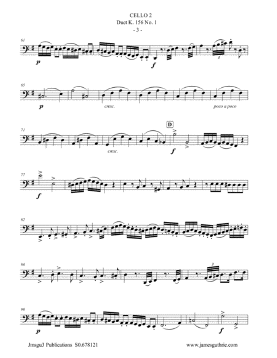 Mozart: Duet K. 156 No. 1 for Cello Duo String Duet scores gallery preview page 3