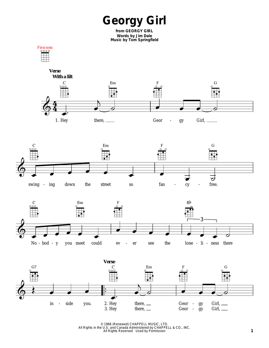 Georgy Girl Ukulele scores gallery preview page 1