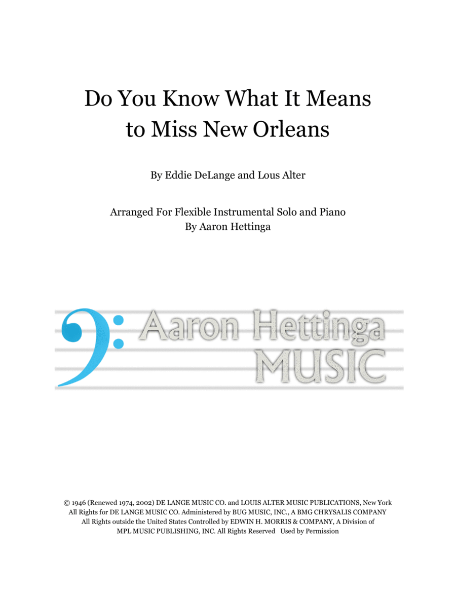 Do You Know What It Means To Miss New Orleans Piano scores gallery preview page 1