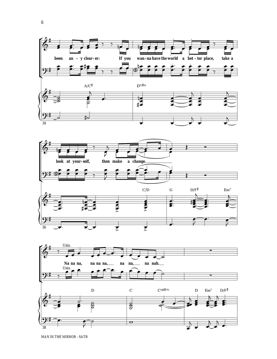 Man In The Mirror (arr. Ed Lojeski) 4-Part scores gallery preview page 5