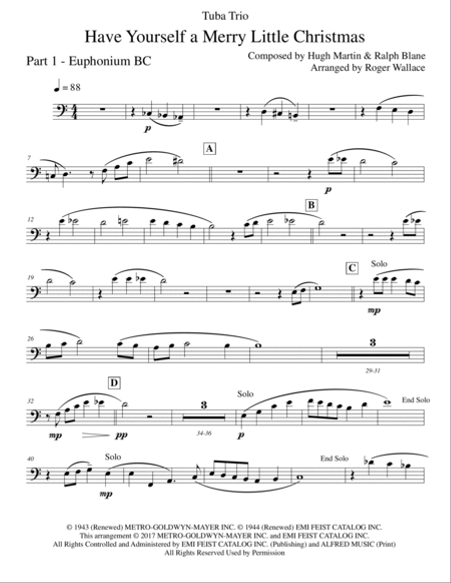 Have Yourself A Merry Little Christmas Brass Trio scores gallery preview page 5