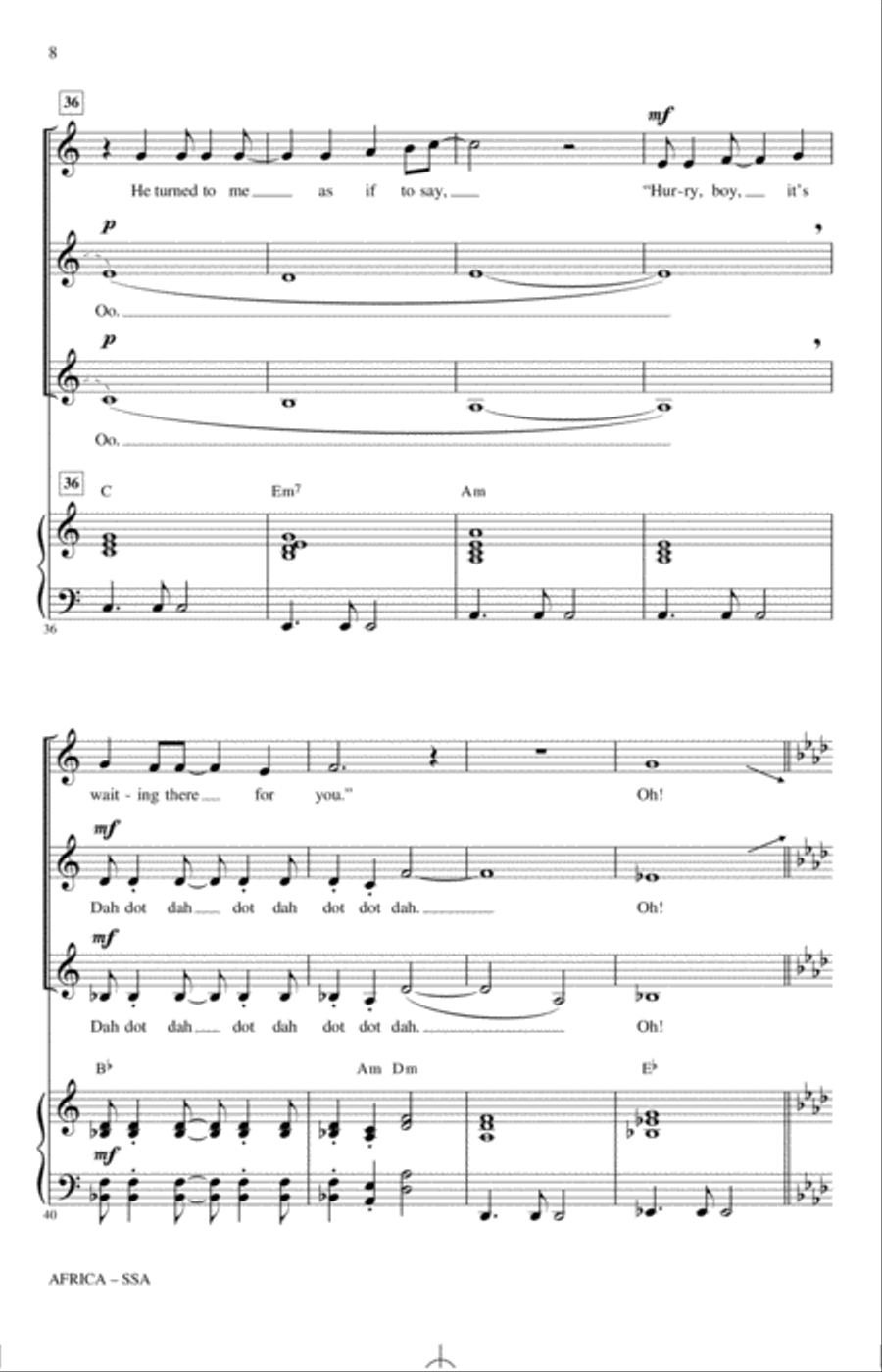 Africa (arr. Audrey Snyder) SSA scores gallery preview page 6