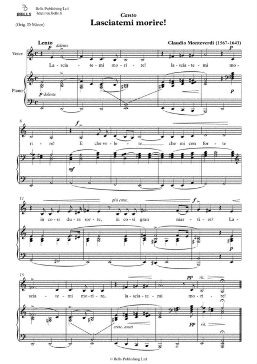 Lasciatemi morire! (A minor)