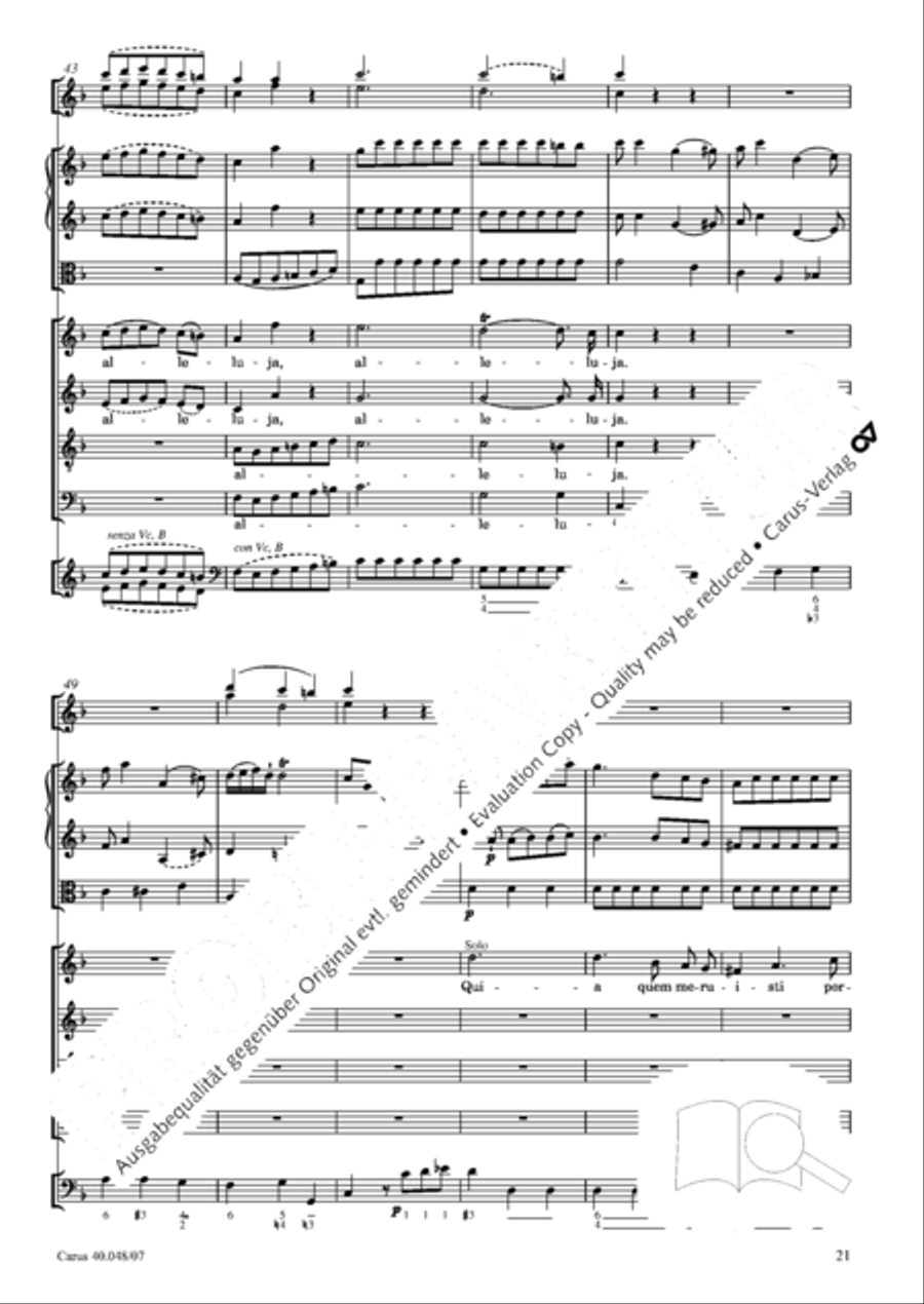 Regina coeli in B-Flat Major, K. 127 4-Part scores gallery preview page 22