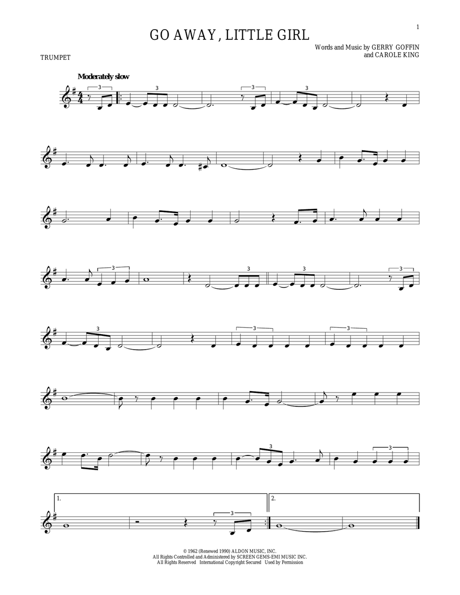 Go Away, Little Girl Trumpet Solo scores gallery preview page 1