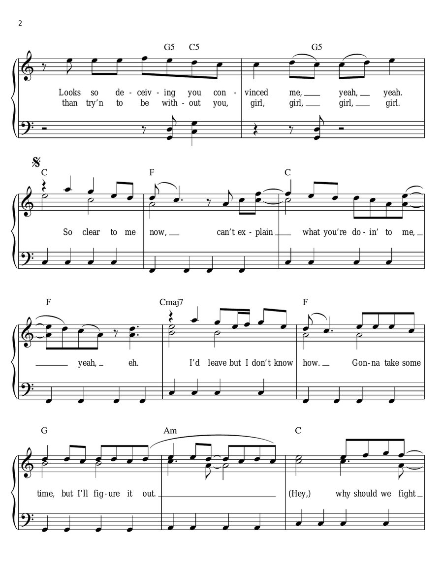 Thought Of You Easy Piano scores gallery preview page 2