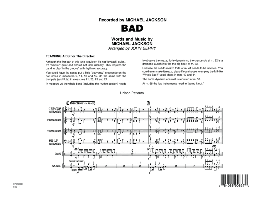 Bad - Conductor Score (Full Score) Jazz Ensemble scores gallery preview page 1