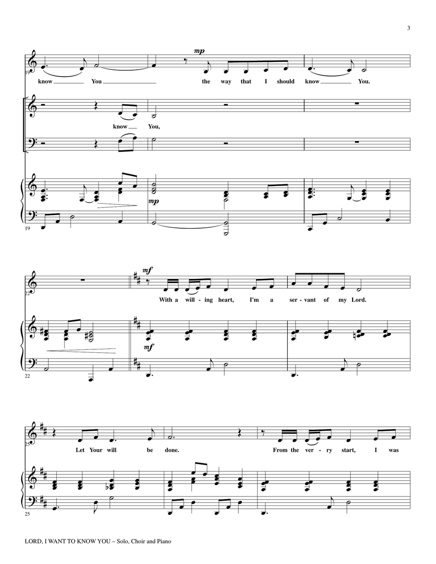 LORD I WANT TO KNOW YOU (for Solo and SATB Choir with Piano) 4-Part scores gallery preview page 3