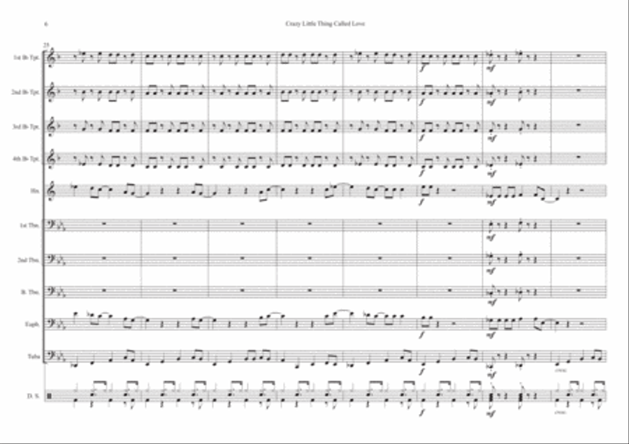 Crazy Little Thing Called Love Brass Ensemble scores gallery preview page 6
