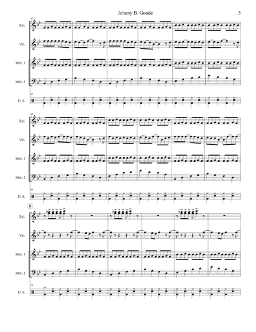 Johnny B. Goode Percussion Ensemble scores gallery preview page 5