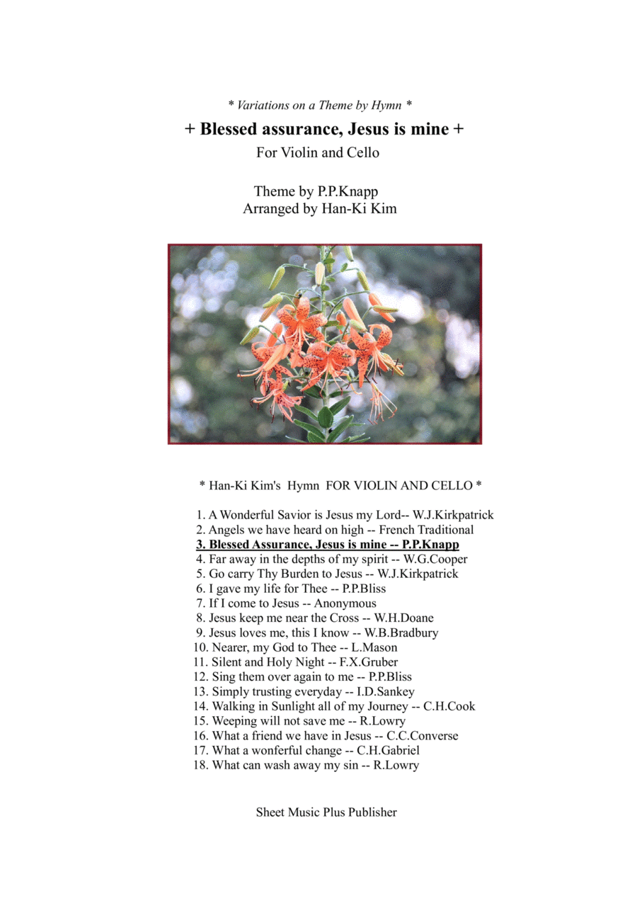 Blessed Assurance Jesus is mine (For Violin and Cello) String Duet scores gallery preview page 1