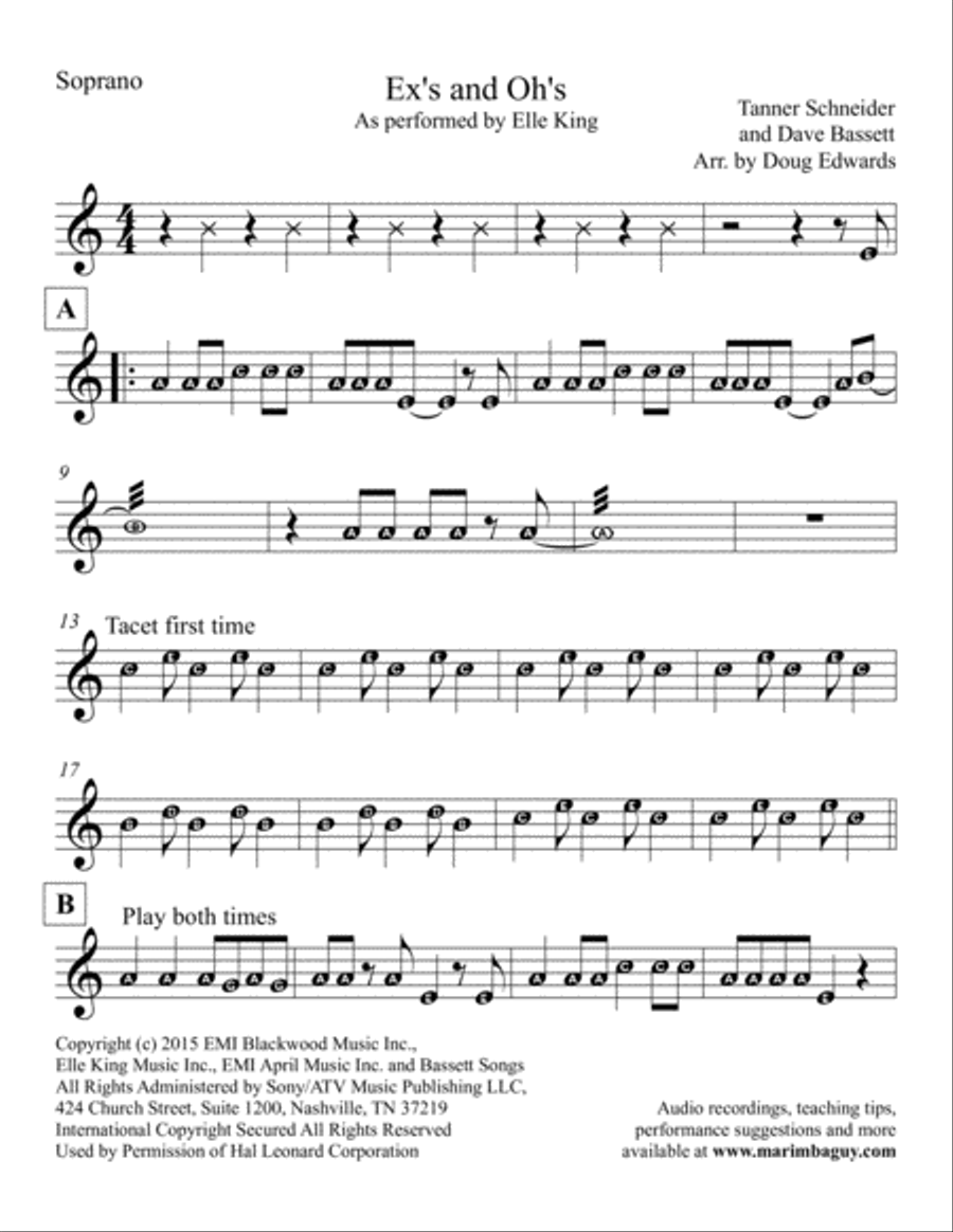 Ex's & Oh's Percussion Ensemble scores gallery preview page 3