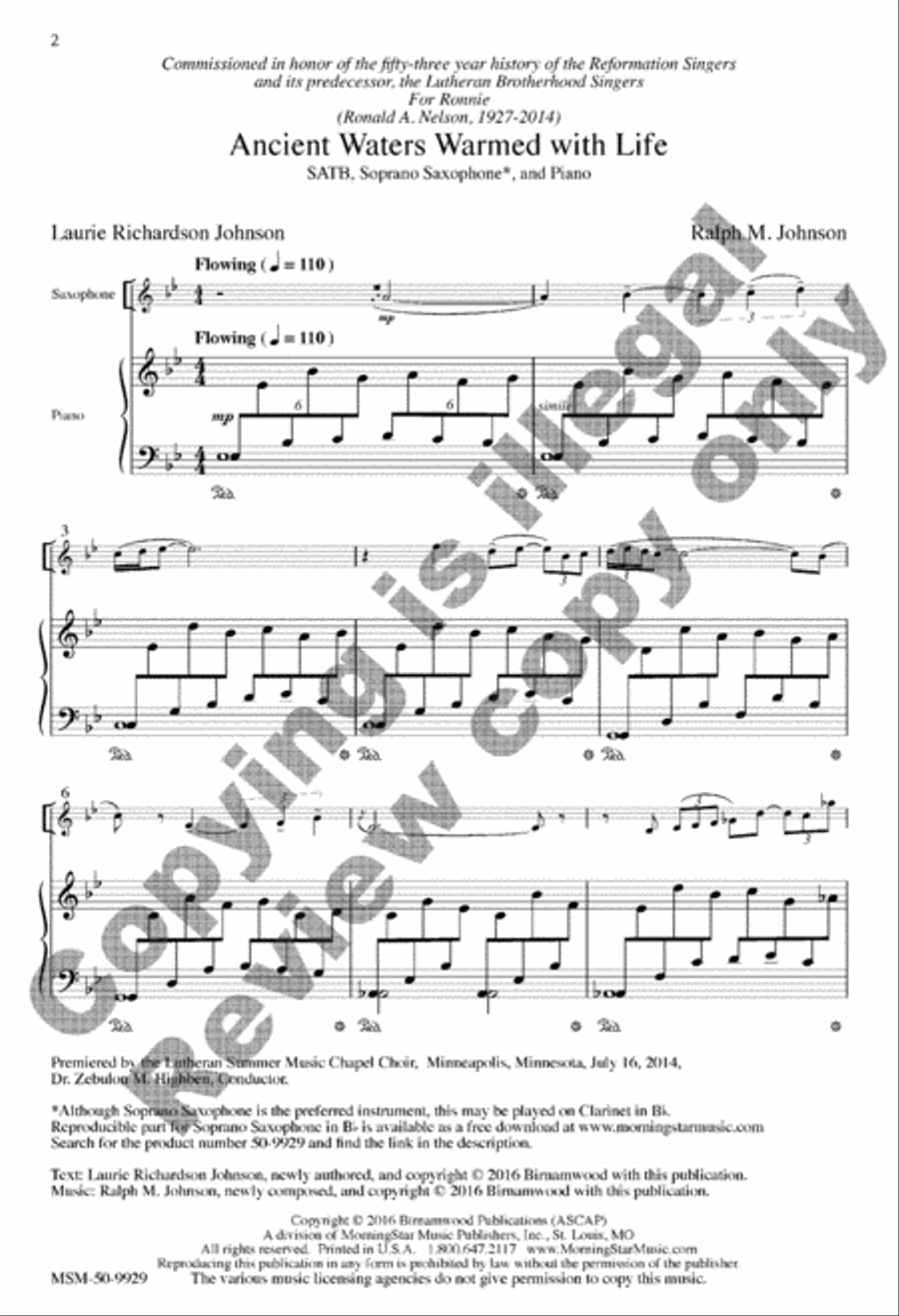 Ancient Waters Warmed with Life 4-Part scores gallery preview page 2
