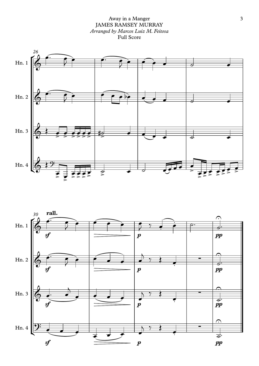 Away in a Manger - Horn in F Quartet Brass Quartet scores gallery preview page 5