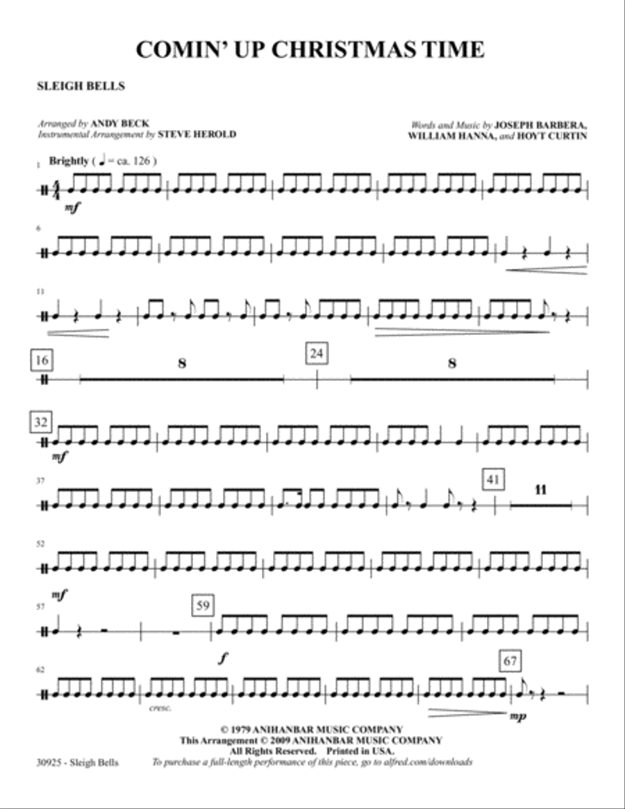 Comin' Up Christmas Time: Bells Part scores gallery preview page 1