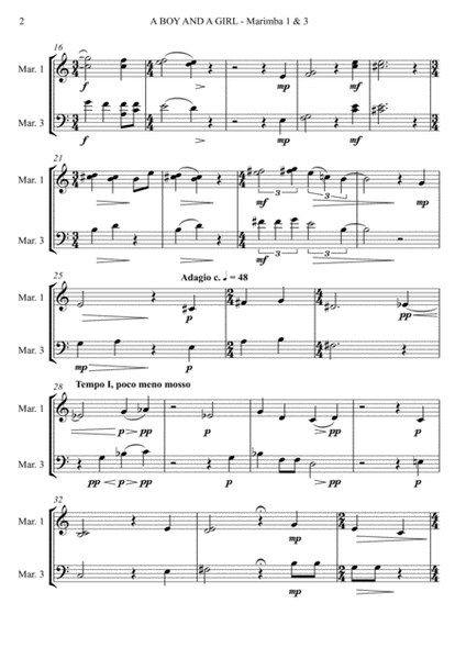 A Boy And A Girl for Marimba Quartet (arr. Joby Burgess) - MARIMBA 1 & 3