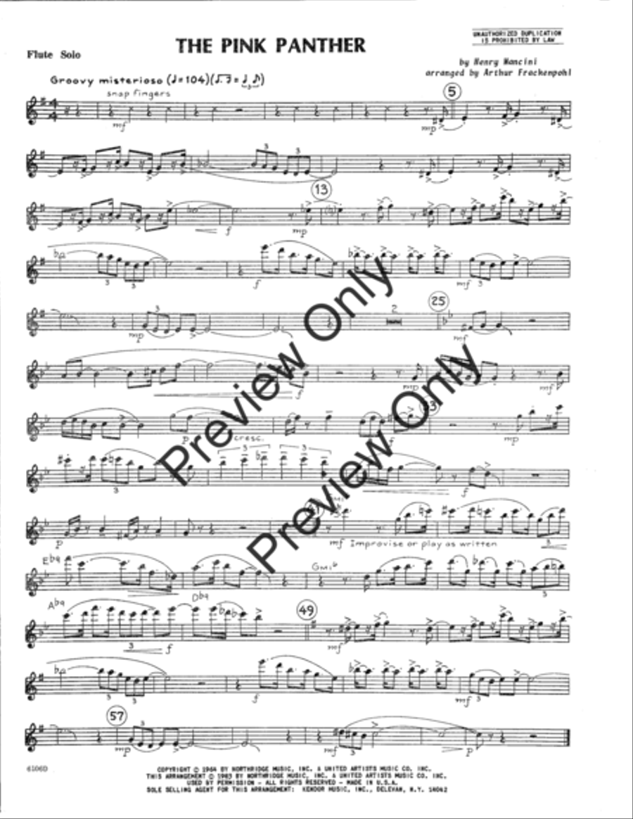 Pink Panther, The Flute Solo scores gallery preview page 6