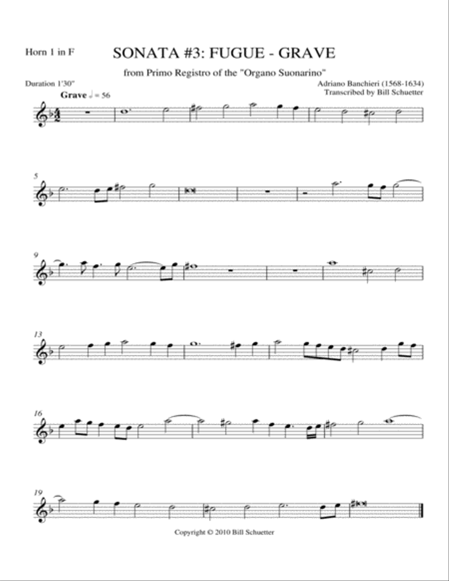 Sonata 3: Fugue-Grave Sonata 3: Fugue-Grave Horn scores gallery preview page 3