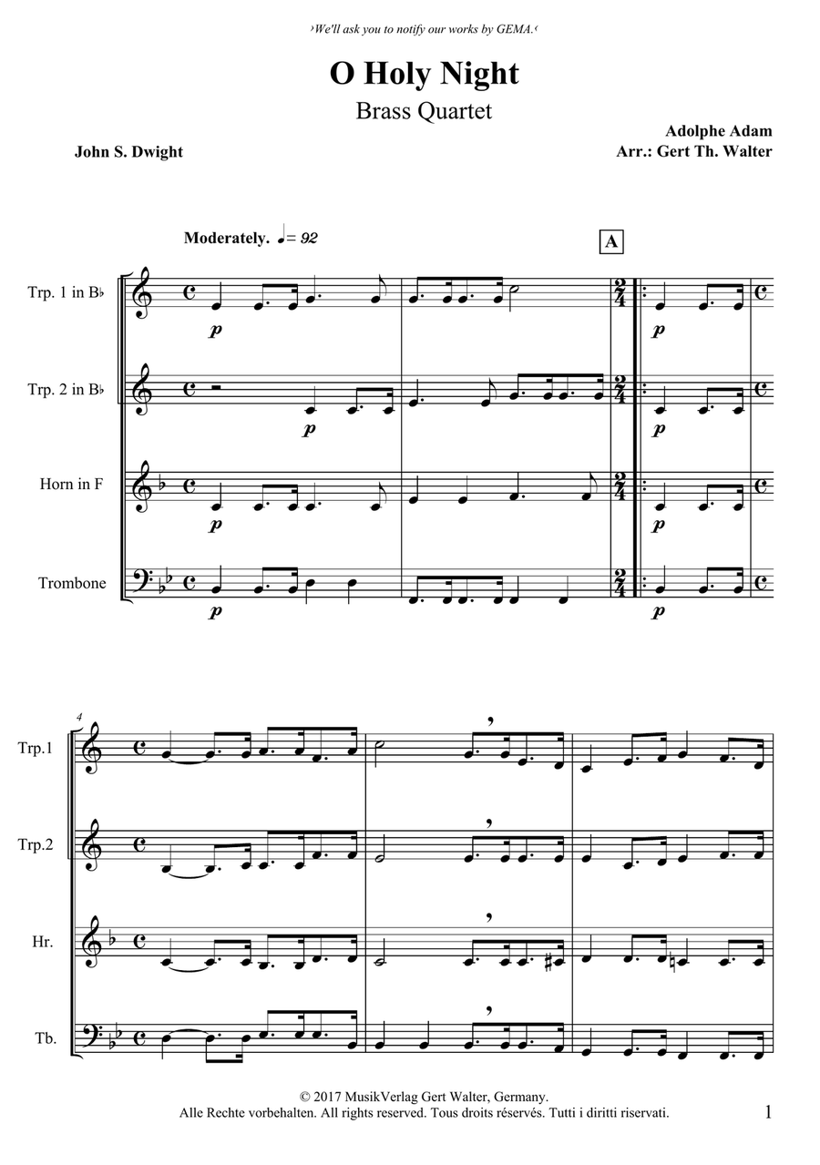 O Holy Night Horn scores gallery preview page 1