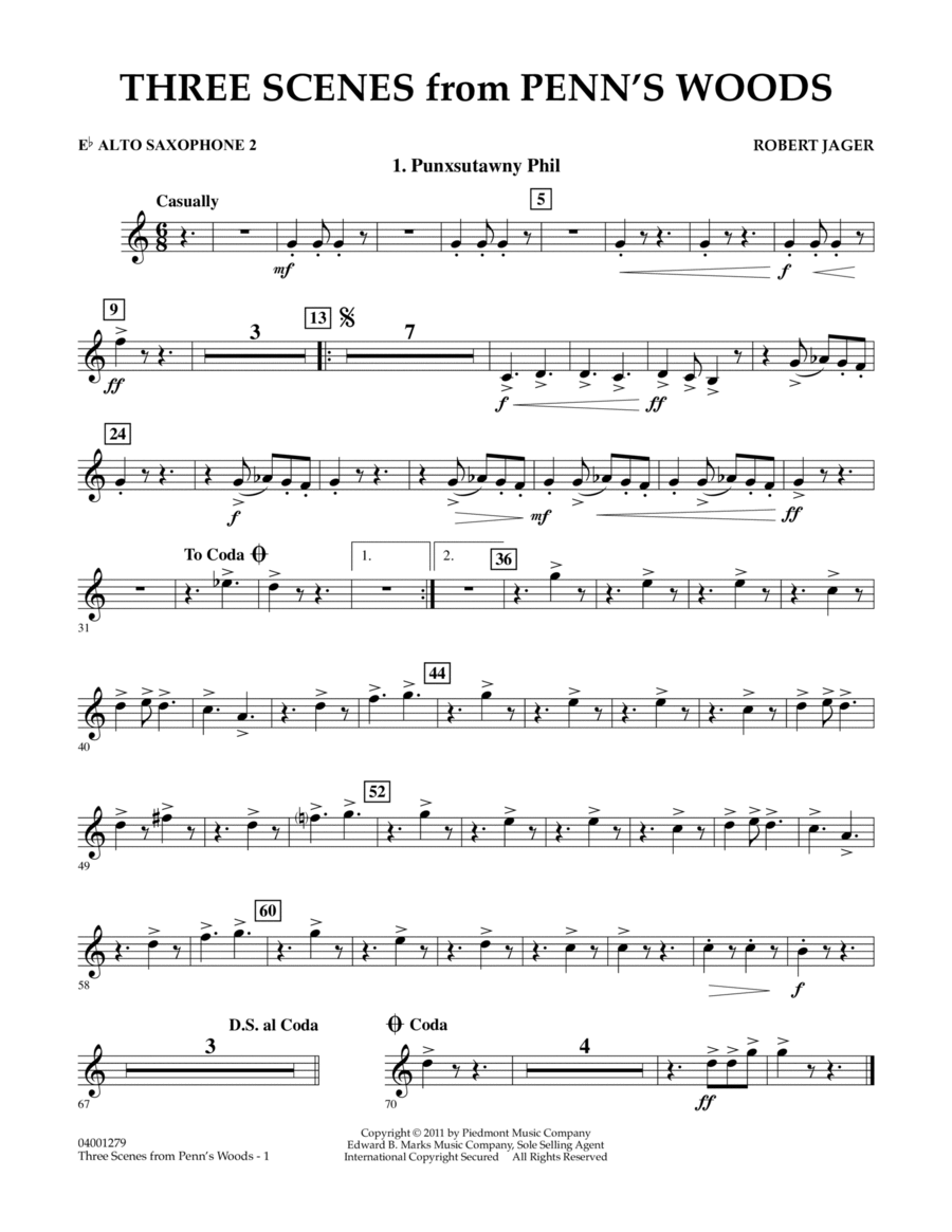 Three Scenes From Penn's Woods - Eb Alto Saxophone 2 Concert Band scores gallery preview page 1