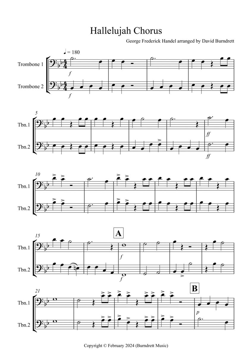 Hallelujah Chorus for Trombone Duet image number null