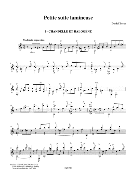 Petite suite lamineuse by Daniel Boyer Classical Guitar - Digital Sheet Music