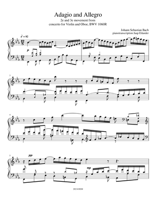Adagio & Allegro from Violin and Oboe Concerto, BWV 1060R, arrangment / transcription for piano by J