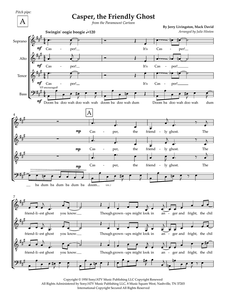 Casper The Friendly Ghost 4-Part scores gallery preview page 2