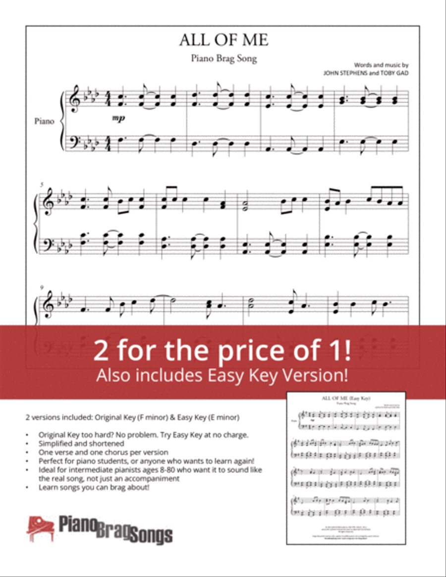 All Of Me Easy Piano scores gallery preview page 1