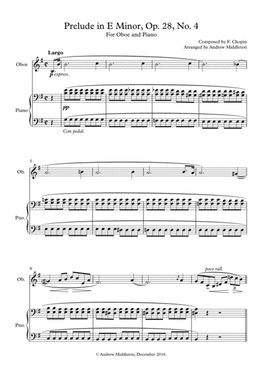 Prelude in E Minor, Op. 28 arranged for Oboe & Piano image number null