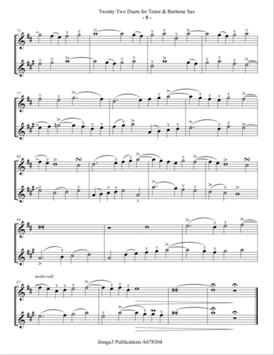 Josquin: 22 Duets for Tenor & Baritone Sax Woodwind Duet scores gallery preview page 5