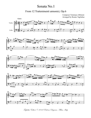 Albinoni - SONATA No.1 in C major (From 12 Sonate per Trattenimenti armonici)