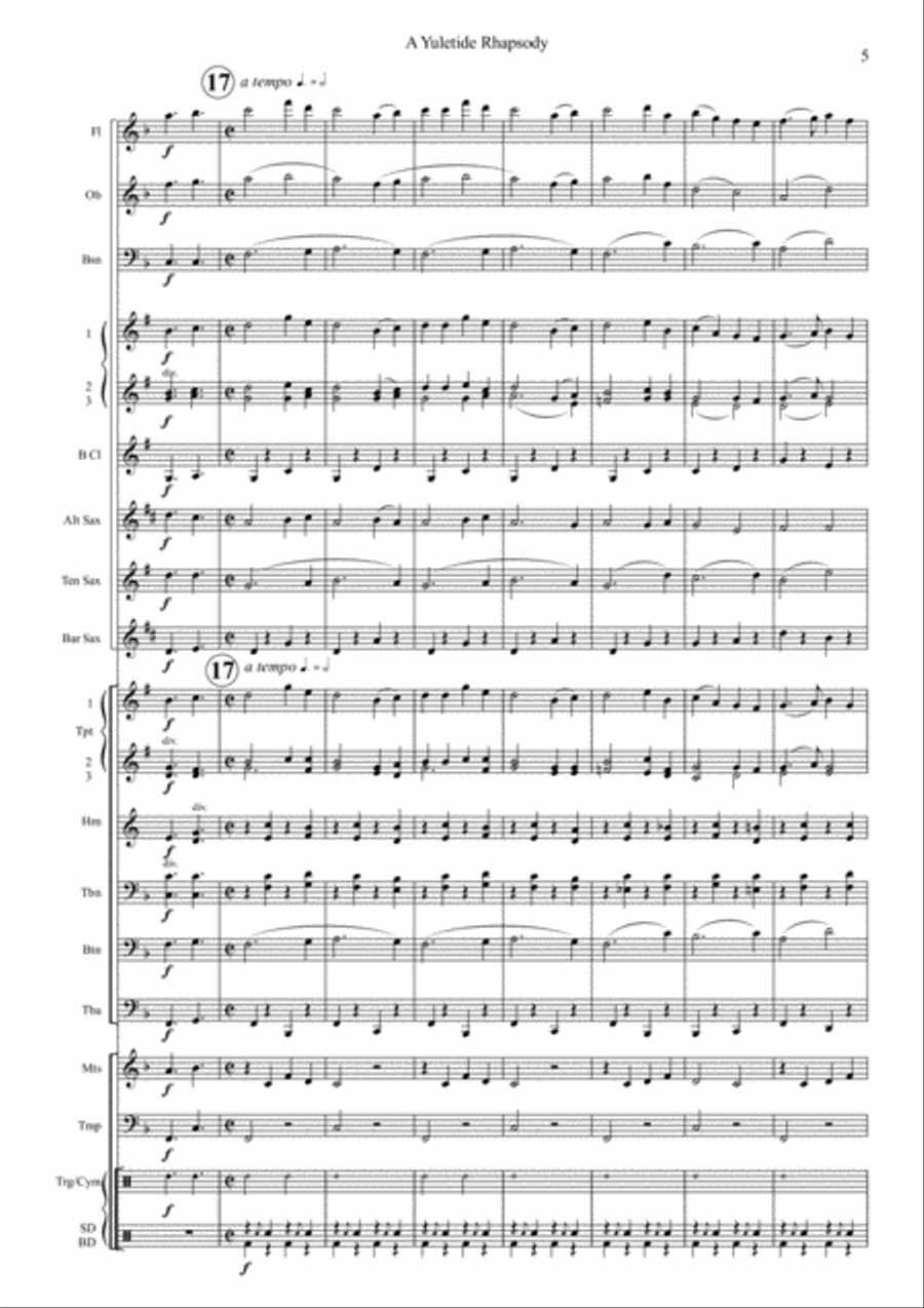 A Yuletide Rhapsody Concert Band scores gallery preview page 5