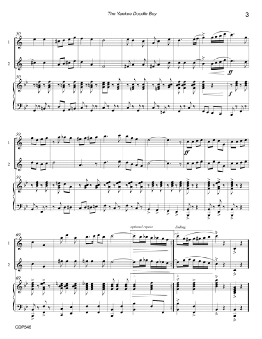 YANKEE DOODLE BOY - CLARINET DUET with Piano Accompaniment Clarinet Duet scores gallery preview page 3