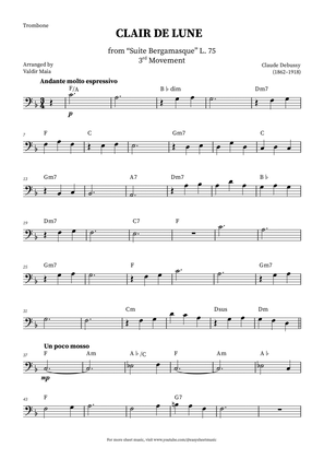 Clair de Lune - Trombone + CHORDS