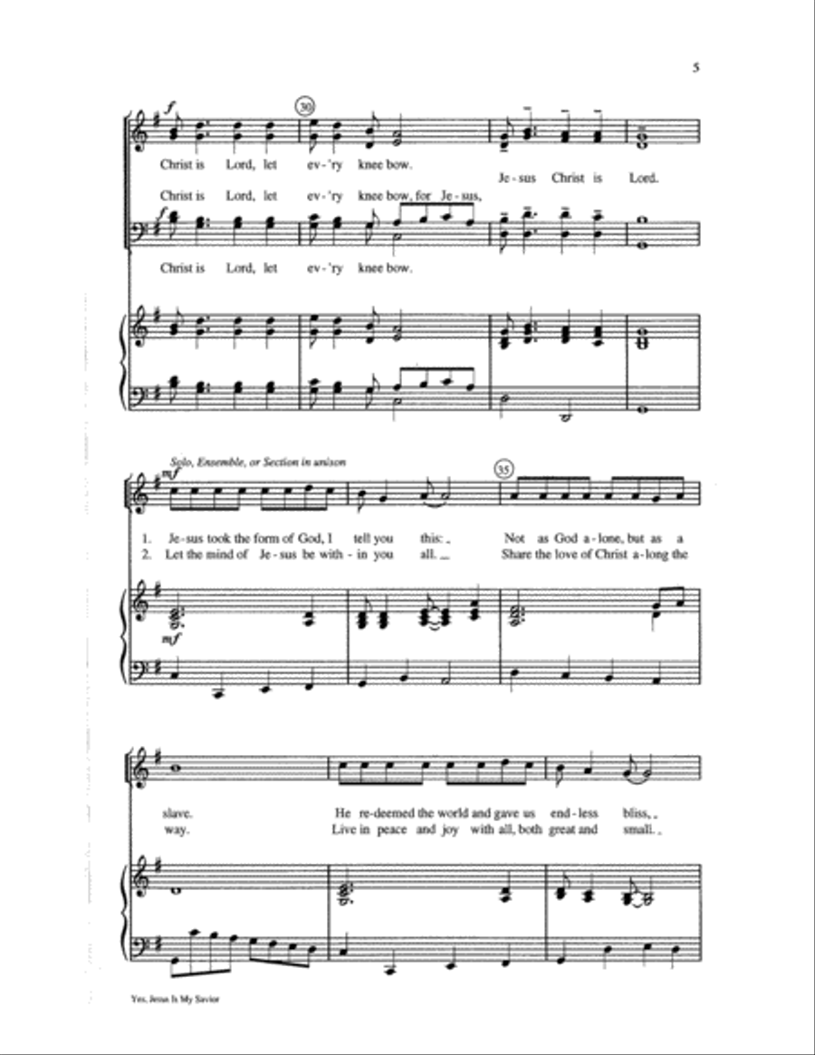 Yes, Jesus Is My Savior 4-Part scores gallery preview page 5