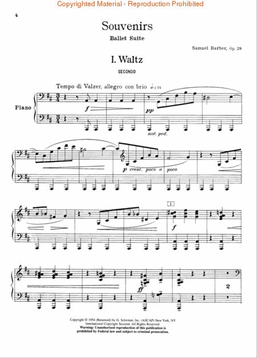 Souvenirs Ballet Suite, Op. 28 (Original) Piano Duet scores gallery preview page 3