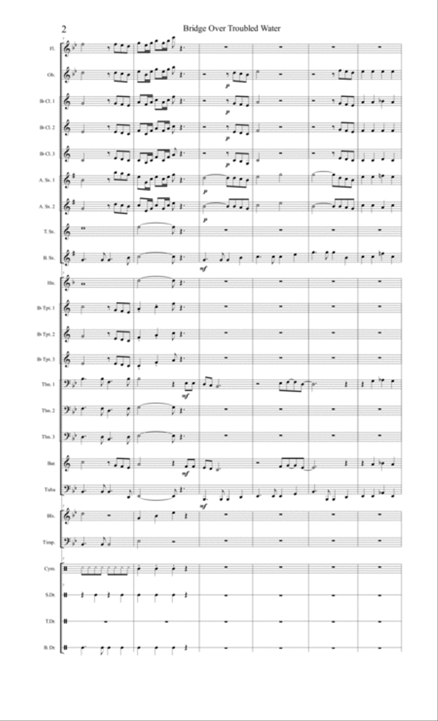 Bridge Over Troubled Water Concert Band scores gallery preview page 6