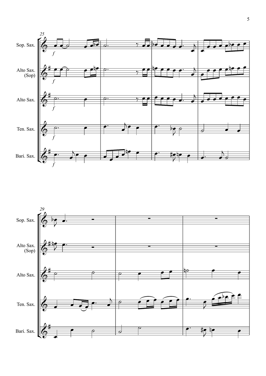 Bohemian Rhapsody Saxophone Quartet scores gallery preview page 5